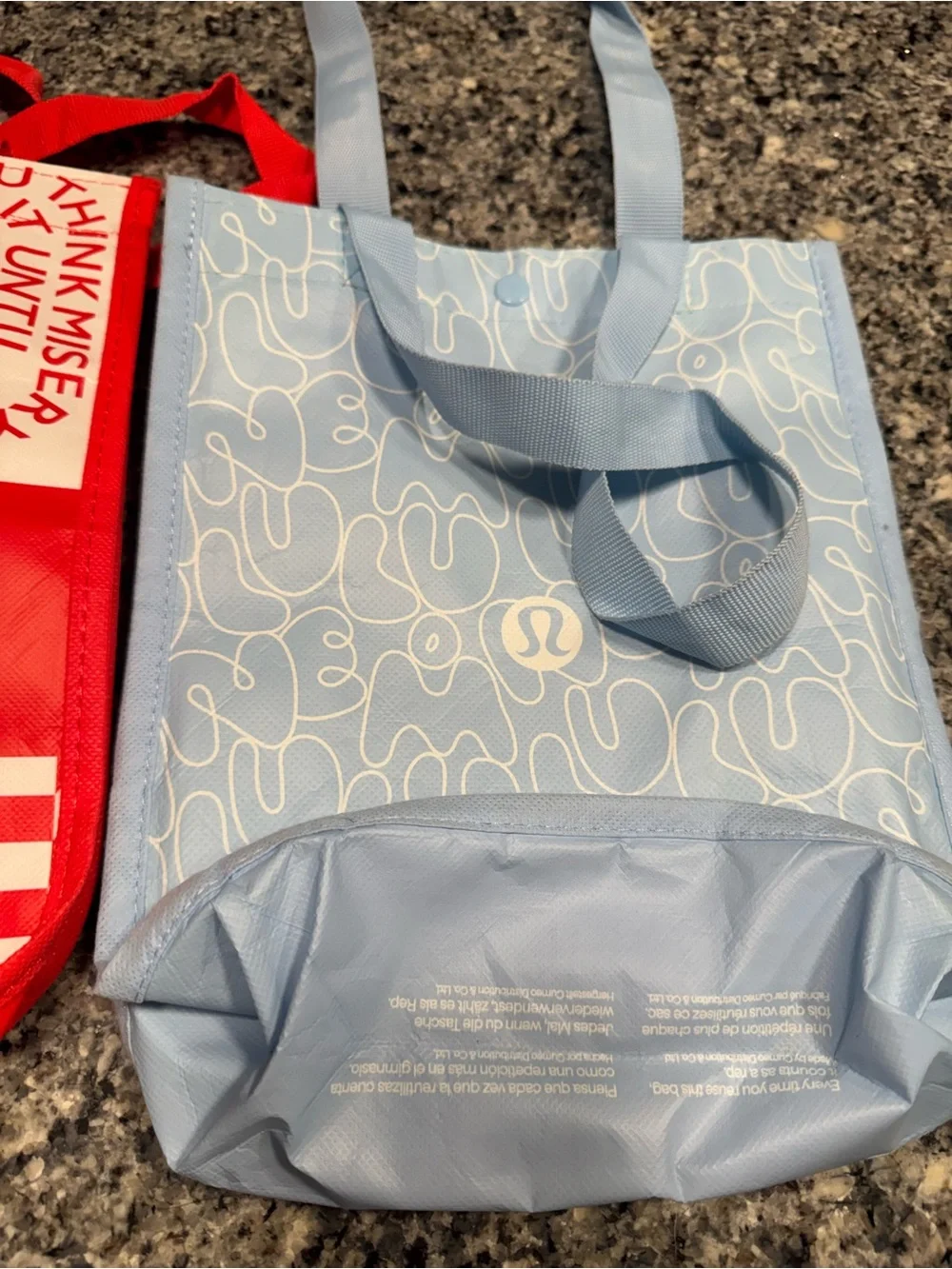 lululemon athletica set of 3 small Graphic Tote with Bold White Print
